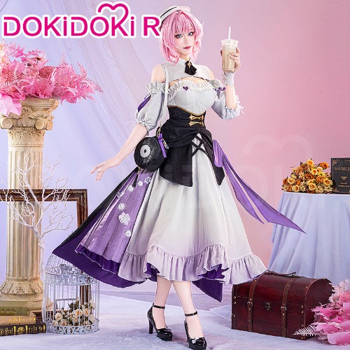【Size S-3XL】DokiDoki-R Honkai Impact 3rd x Dalkom Coffee Cosplay Elysia Costume Sweet Memories Casual Wear | S-Order Processing Time Refer to Description Page