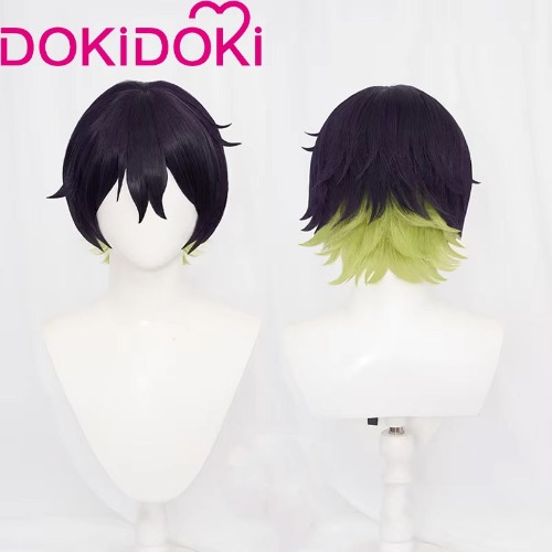 【Ready For Ship】DokiDoki Anime Cosplay Oliiver Aiiku Wig Short Deep Purple Green Hair | Wig Only-Ready For Ship