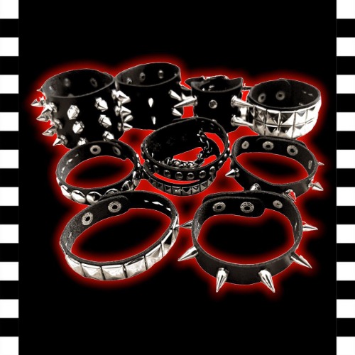 Assorted Studded and Spiked Leather Cuffs and...