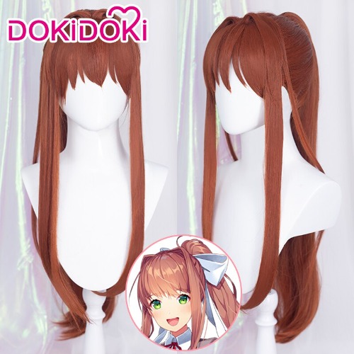 【Ready For Ship】DokiDoki GAME Doki Doki Literature Club Cosplay Monika Cosplay Wig Long Orange  DDLC | Monika