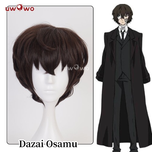 Uwowo Anime Bungou Stray Dogs Cosplay Wig Dazai Osamu Wig Brown Short Hair