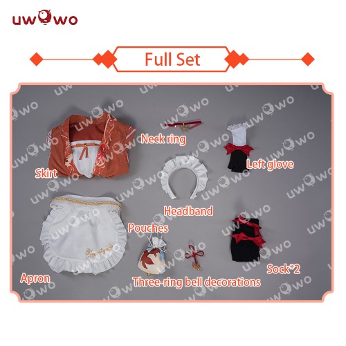 【In Stock】Uwowo Genshin Impact Fanart Costume Yoimiya Maid Dress Cosplay Costume - 【In Stock】Set A S