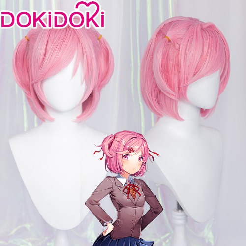 DokiDoki GAME Literature Club Cosplay Wig Natsuki Wig Short Pink Wig  DDLC | Natsuki-PRESALE