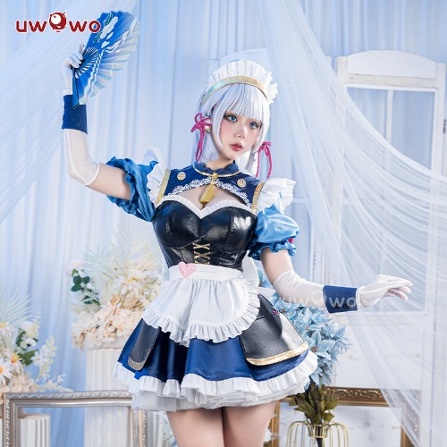 【Clearance】Uwowo Genshin Impact Fanart Kamisato Ayaka Cute Maid Cosplay Costume - 【In Stock】S