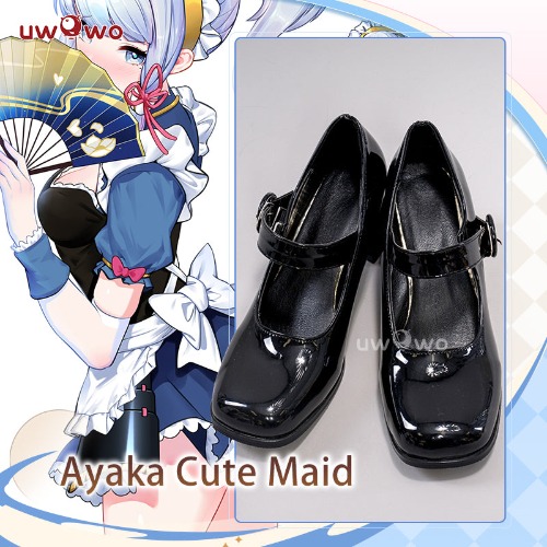 Uwowo Genshin Impact Fanart Kamisato Ayaka Cute Maid Cosplay Shoes - 39