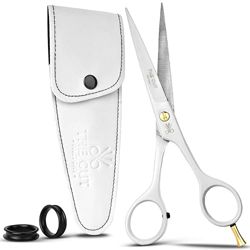 The Cut Factory- Hair Scissors and Barber Scissors Professional- 6 iches Finest Stainless Steel Hair Cutting Scissors with Smooth Razor Edge Blades -Use for Salon & Personal Use (White) - White