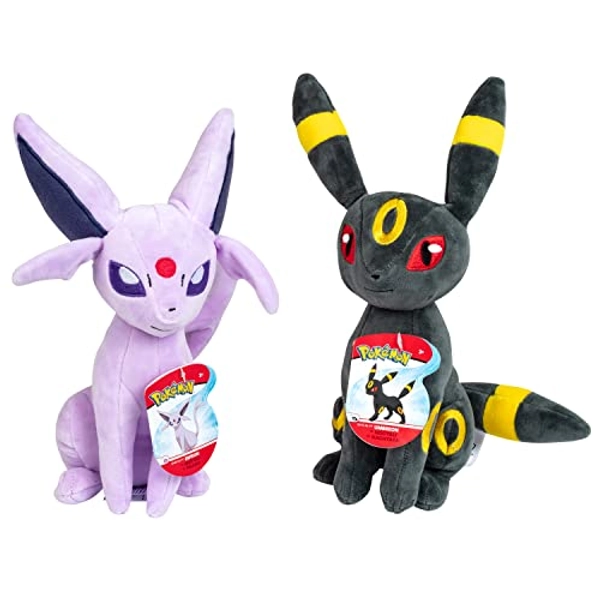 Pokemon Espeon and Umbreon Plush Stuffed Animals, 2-Pack - 8" Each - Age 2+