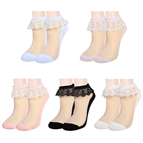 5PCS Sheer Dainty Frill Socks