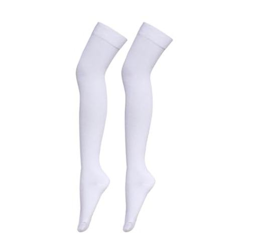 2PCS Thigh High White Cotton Socks