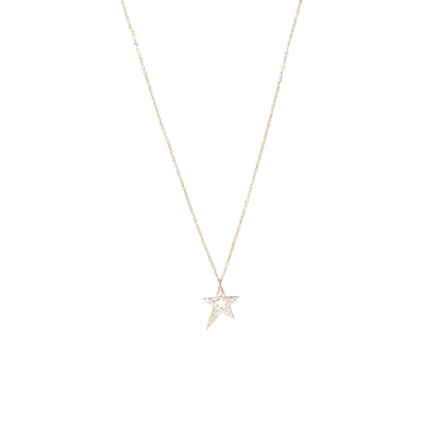 Gold Star Necklace with Diamonds - 14K Rose Gold