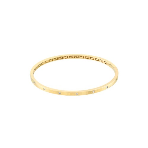 14k Gold Bangle Bracelet with Diamonds - 14K Yellow Gold