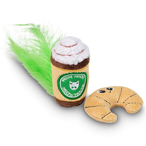 Pet Craft Supply Silly Snacks and Funny Food Crinkle Cuddling Catnip and Silvervine Interactive Cat Toys - Great for Indoor Cats and Kittens, Medium Breeds - Meow Mocha