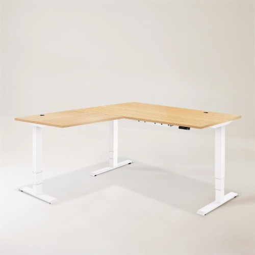 Grove Standing Desk - Oak Wood - White