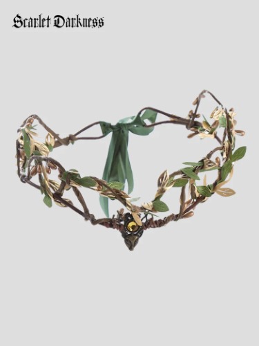 Women's Crown Forest Leaf Headband for Wedding & Elf | Green