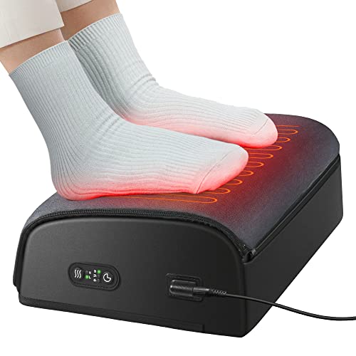Comfier Heated Foot Rest for Under Desk at Work&Foot Warmer,Adjustable Ergonomic Foot Stand,Office Chair&Home Gaming Desk Footstool,Memory Foam Support Cushion for Back Relief,Gifts for Men,Women - CA-5205