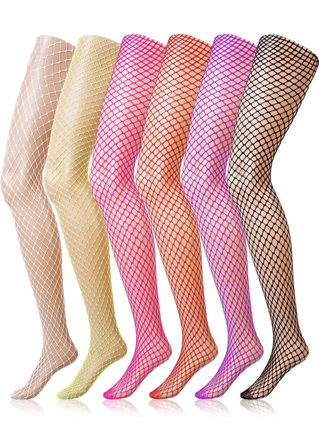 Boao 6 Paar Netz Strümpfe Damen Hoch Taille Spitze Strumpfhose für Mädchen Damen