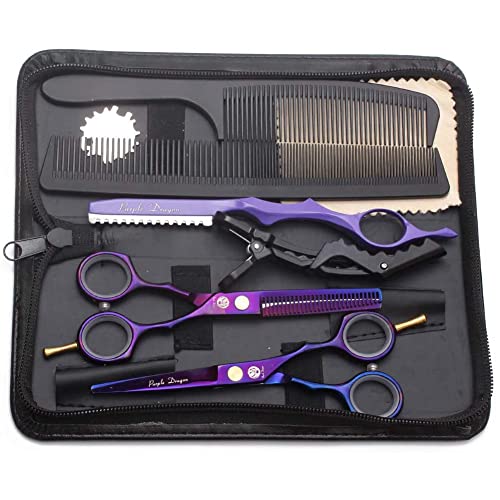Purple Dragon Haarschere 5,5Zoll Profi Friseurschere Friseurscheren set perfekt Haarschnitt für Damen und Herren Sharfe Schere für Barbier/Friseur/Anfänger (Lila) - Purple
