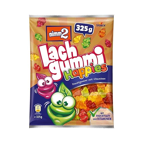 nimm2 Lachgummi Happies – 1 x 325g – Fruchtgummi mit Fruchtsaft und Vitaminen - Happies - 1 x 325g