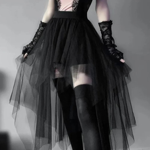 Cosplay Gothic Layered Look Skirt - Black / M