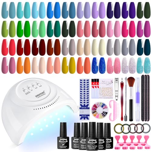 JEWHITENY 43PCS Gel Nail Polish Kit with U V Light 120W LED Nail Lamp 40 Colors Gel Nail Polish Set Manicure Tools All-In-One Nail Gel Kit - 40+3 Nail set-1