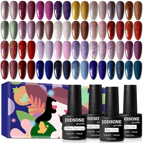 JODSONE Gel Nail Polish Shiny Nail Gel High Gloss Surface Strengthening Glitter Gel Nail Set Minimalistic Artistic Creation Starter Set 36 Pieces - 32SET-12-A