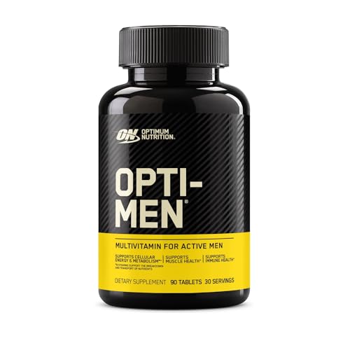 Optimum Nutrition Opti-Men, Vitamin C, Zinc and Vitamin D, E, B12 for Immune Support Mens Daily Multivitamin Supplement, 90 Count (Packaging May Vary) - Tablets - Unflavored - 90 Count (Pack of 1)