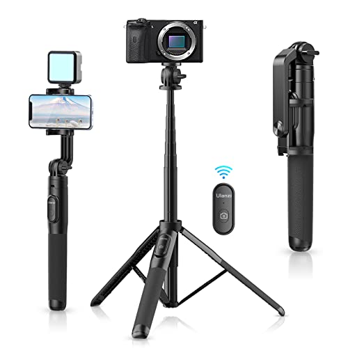 ULANZI SK-03 Selfie Stick Tripod, 64" Professional Stable Phone Tripod Stand for Smartphone/Camera/Gopro, 3 in 1 Extendable Phone Tripod with Detachable Remote for Travel Selfies Video Recording Vlog - SK-03 Tripod