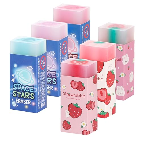 Eraser Cute Erasers Plastic Rubber Eraser for School Office Pencils Painting 6PCS