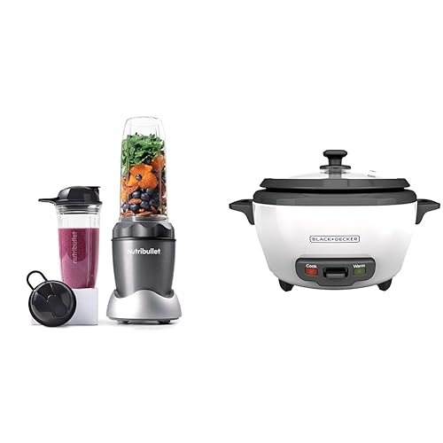 Nutri Bullet NB50100C Pro 1000 Single Serve Blender (1000W) 7-Piece Set | BLACK+DECKER 2-in-1 Rice Cooker & Food Steamer (6-Cup) - Blender+ Cooker and Steamer