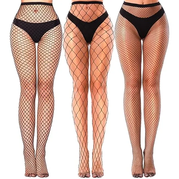 VOAKOW Fishnet Stockings Womens High Waist Sexy Tights for Women Pantyhose Mesh Stockings - Black Lms Mesh 3