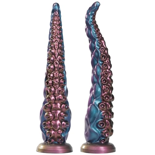 Tentacle Dildo Sex Toys - 12.9" Realistic Anal Dildo with Strong Suction Cup, Anal Toys for G Spot & P Spot Stimulation, Huge Monster Silicone Dildos Anal Plug Prostate Massager - 12.9"-Blue