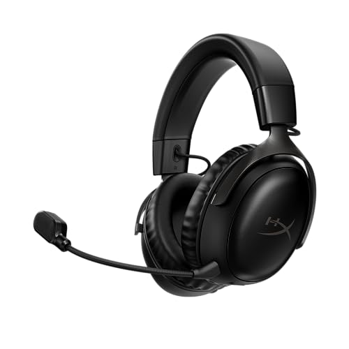 HyperX Cloud III Wireless – Gaming Headset for PC, PS5, PS4, up to 120-hour Battery, 2.4GHz Wireless, DTS Spatial Audio, 53mm Angled Drivers, Memory Foam, Durable Frame, 10mm Microphone, Black - Wireless - Black