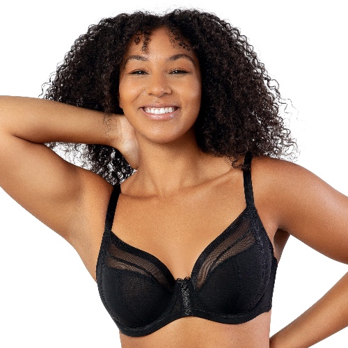 PARFAIT Shea P6062 Women's Full Bust Mesh Plunge Unlined Wired Bra - Black - 38 / US G - UK F