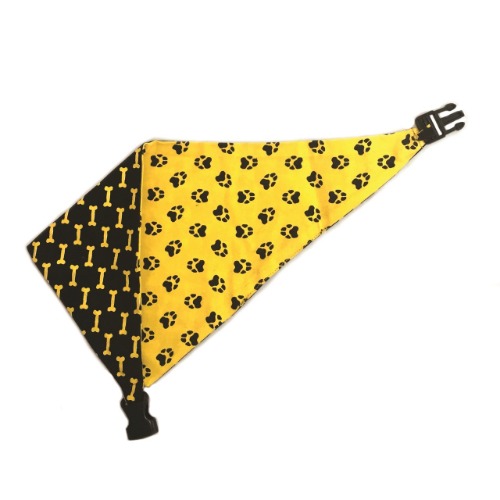 Mustard Yellow & Black Reversible Dog Bandana by Uptown Pups - M