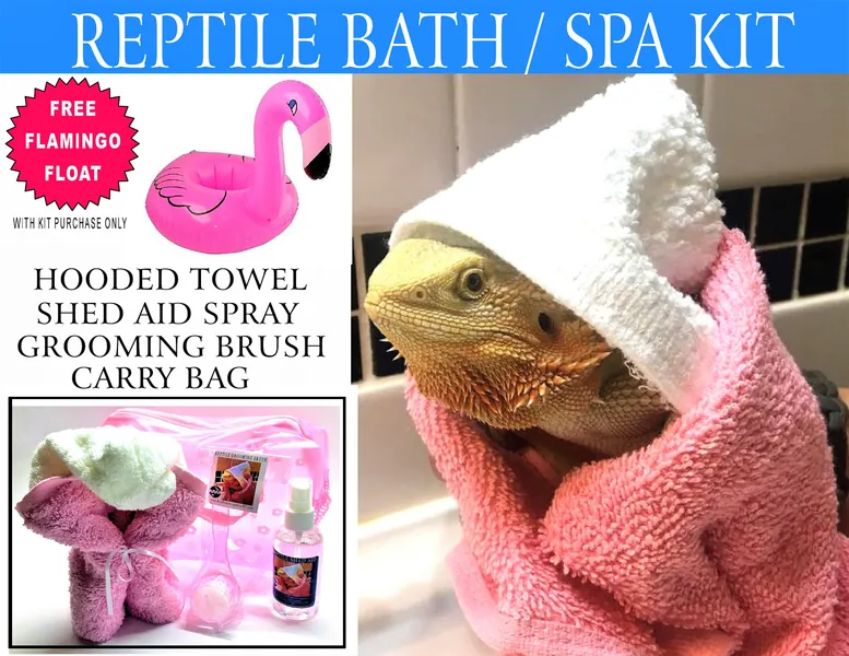 Bath Spa Kit  Hooded Bath Towel & Shed Aid Spa Kit Bearded Dragon Reptile Lizard Bath