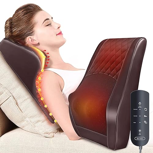 Back Massager Neck Massager with Heat, Shiatsu Massage Pillow for Pain Relief, Massagers for Neck and Back, Shoulder, Leg, Christmas Gifts for Men Women Mom Dad, Stress Relax at Home Office and Car - Brown