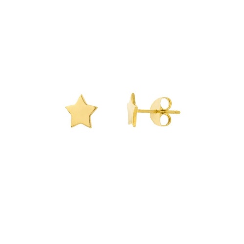 14K Gold Star Stud Earrings - 14K Yellow Gold