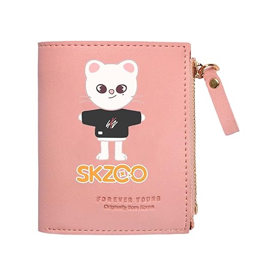 FATKAKI Kpop StrayKid SKZOO Merch Leather Short Wallets for STAY Gifts (hyunjin-jiniret, pink) - pink - Hyunjin-jiniret