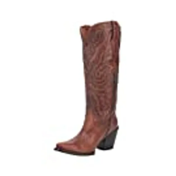 Dan Post Boots Womens Adeline Snip Toe Boots Knee High Mid Heel 2-3" - Brown