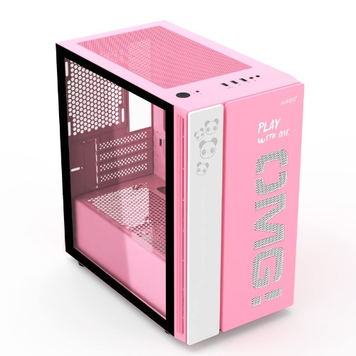 SZD OMG Micro-ATX Tower PC Gaming Case with Magnetic Design Dust Filter, Tempered Glass Side Panel, Front I/O USB 3.0 Port, Water-Cooling Ready, Computer Chassis Desktop Case (Pink) - Pink