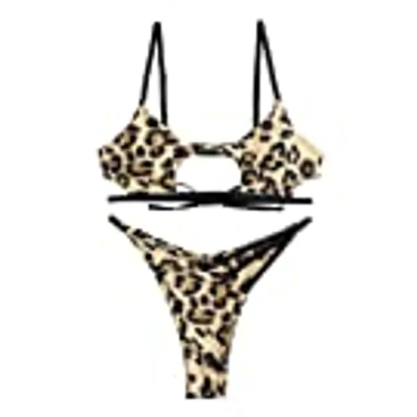 ZAFUL Women's Sexy Cutout Bikini Thong Bikini Set String Two Piece Swimsuit Bathing Suit