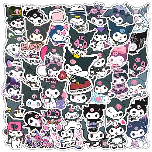 Kuromi Stickers Pack 50Pcs, Cannity Cute Kawaii Stickers for Water Bottles Laptop Scrapbook Journaling Waterproof Vinyl Decals Japanese Anime Stickers for Kids Teens Adults - Kulomi