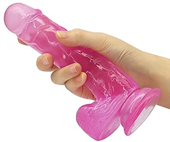 SPBMY 8 Inches Flexible Soft Suction Cups Toy for Women and Couples Beginners in Bedroom and Everywhere You Wanted-Red (Red) - Red