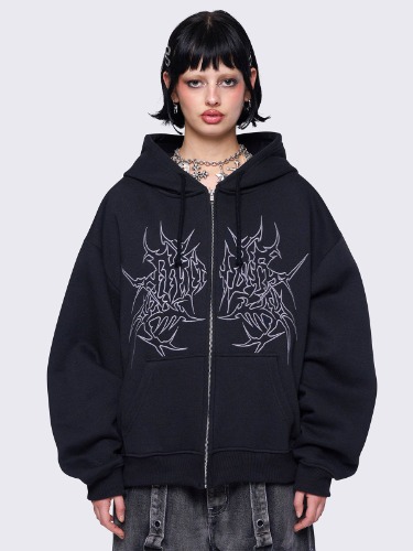 Minga Ink Zip Up Hoodie | XXL / Black
