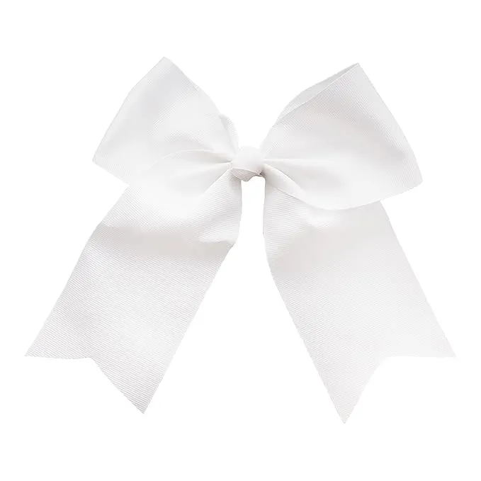 Light Pink Jumbo Bow Clip with Tails - White