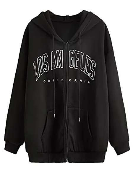 ORANDESIGNE Damen Casual Langarm Sweatshirt California Brief Print Sweatshirt Oversized Hip Hop Pullover Tops