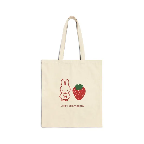Miffy Strawberry Tote Bag - Red Outline Design - Cute and Stylish Carryall for Kids and Adults