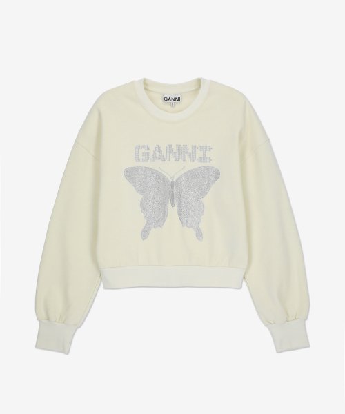 MUSINSA | GANNI Isoli Butterfly Logo Sweatshirt - Egret / T3365135