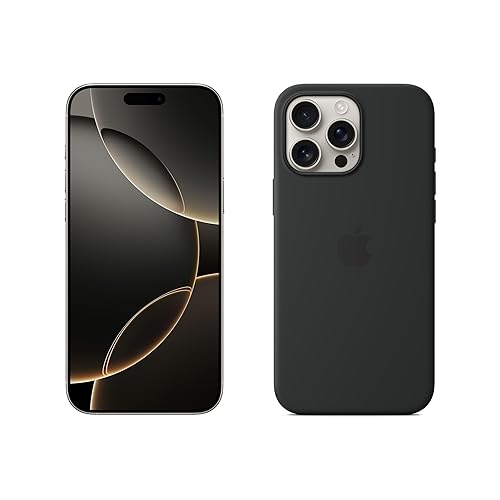 Apple iPhone 16 Pro Max (256 Go) - Titane Naturel + Coque Transparente avec MagSafe - Noir - Titane naturel - 256 Go - +Coque noir