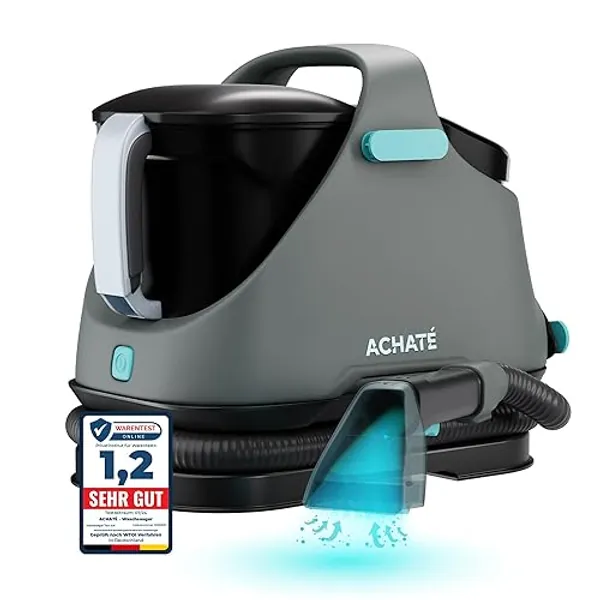 Achaté Waschsauger - Fleckenreiniger für Teppich, Sofa, Vorleger, Polster, Treppen, Auto - Leistungsstarker Teppichreiniger - Polsterreiniger Gerät 650W, 1,4L, Grau/Blau
